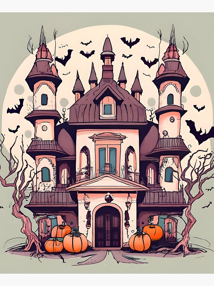 Thumbnail 6 of 6, Apron, Halloween Spooky Castle Drawing designed and sold by Patricks-Art.