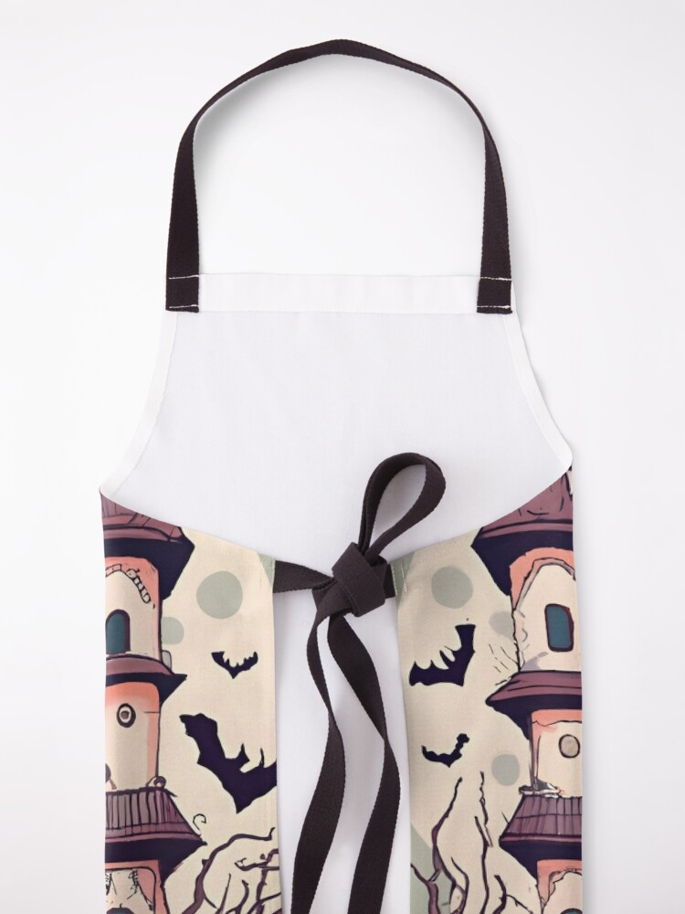 Thumbnail 5 of 6, Apron, Halloween Spooky Castle Drawing designed and sold by Patricks-Art.