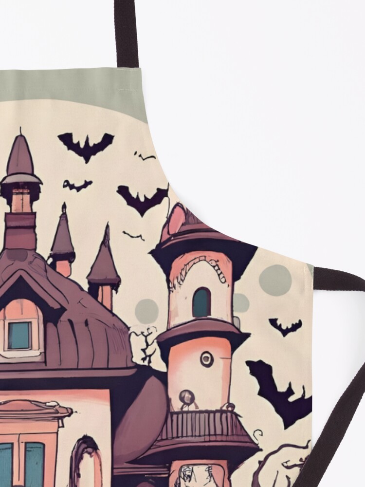 Thumbnail 3 of 6, Apron, Halloween Spooky Castle Drawing designed and sold by Patricks-Art.