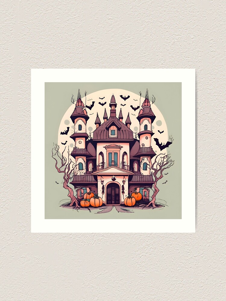 Thumbnail 1 of 3, Art Print, Halloween Spooky Castle Drawing designed and sold by Patricks-Art.