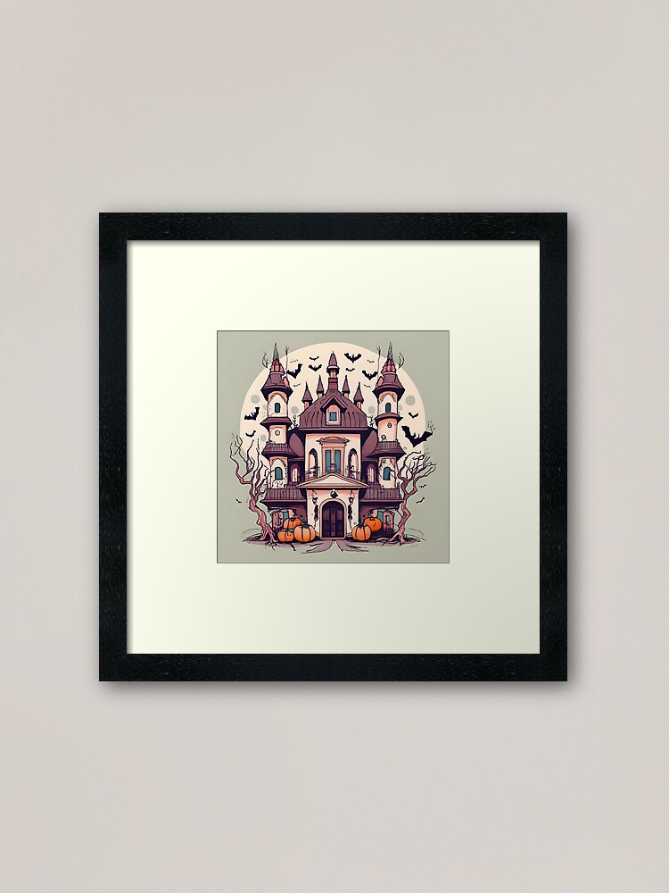 Thumbnail 2 of 7, Framed Art Print, Halloween Spooky Castle Drawing designed and sold by Patricks-Art.