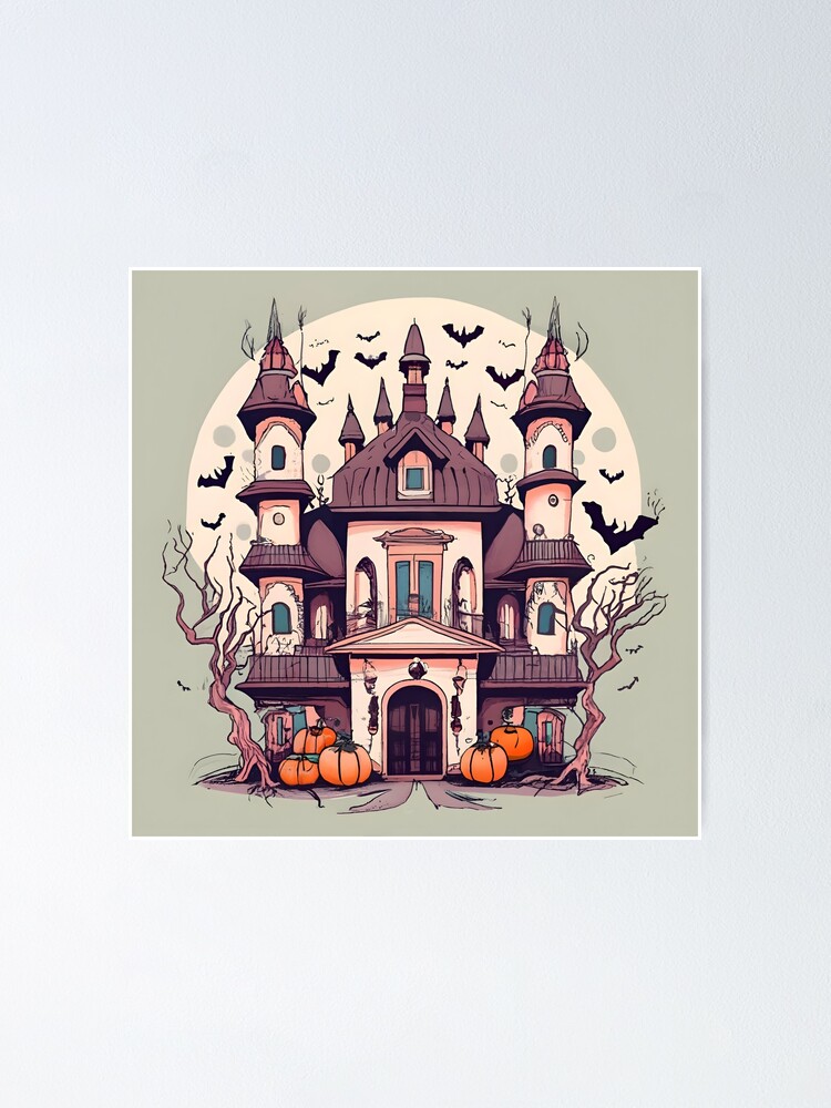 Thumbnail 1 of 3, Poster, Halloween Spooky Castle Drawing designed and sold by Patricks-Art.