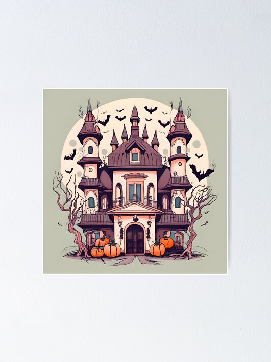Thumbnail 1 of 3, Poster, Halloween Spooky Castle Drawing designed and sold by Patricks-Art.