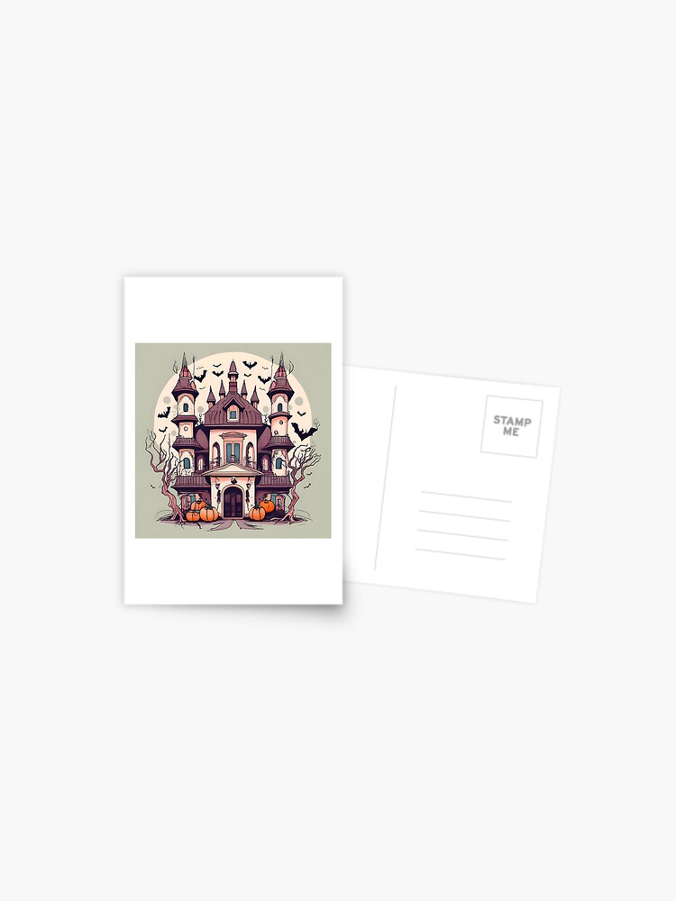 Thumbnail 1 of 2, Postcard, Halloween Spooky Castle Drawing designed and sold by Patricks-Art.