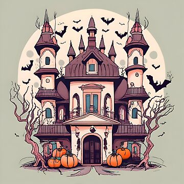 Artwork thumbnail, Halloween Spooky Castle Drawing by Patricks-Art