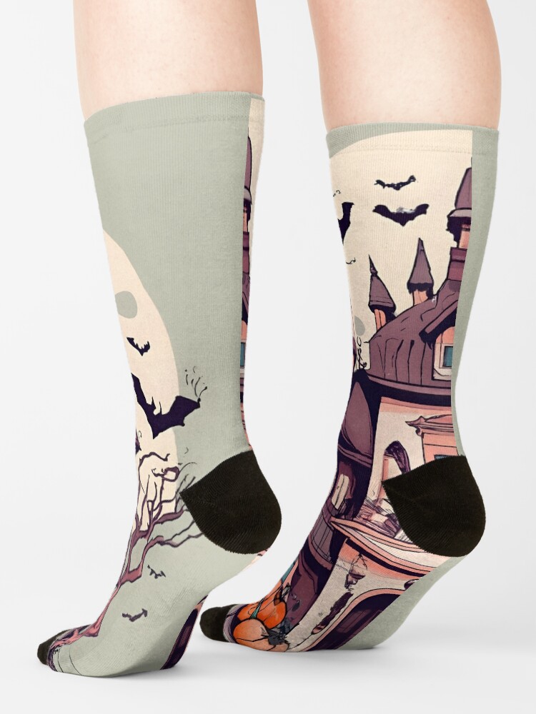 Thumbnail 4 of 5, Socks, Halloween Spooky Castle Drawing designed and sold by Patricks-Art.