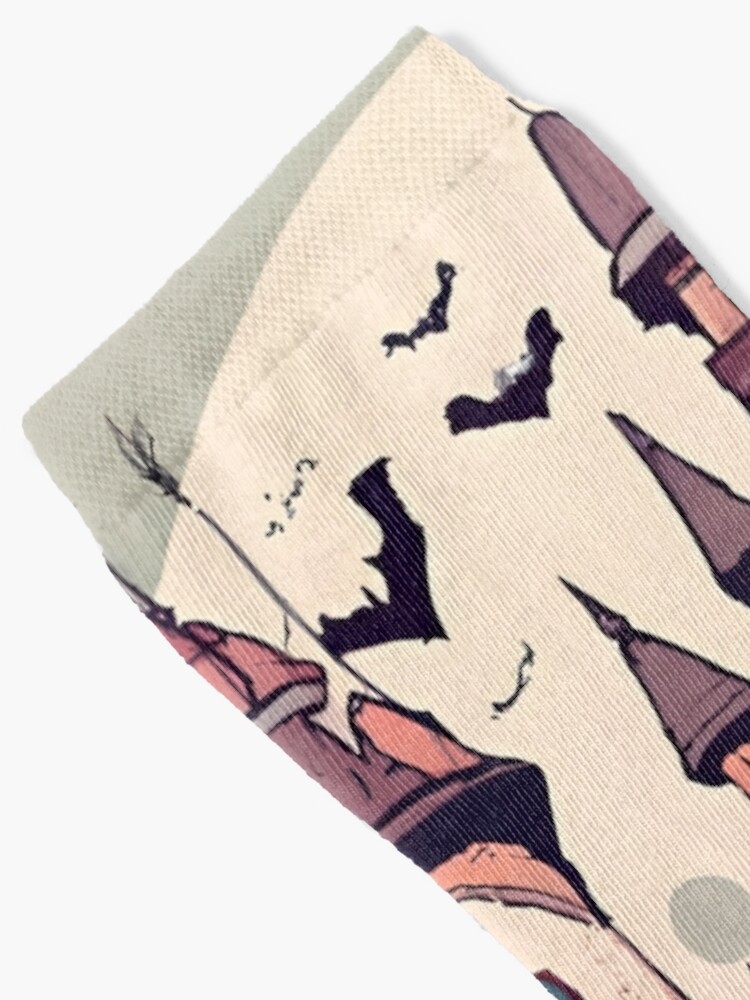 Thumbnail 2 of 5, Socks, Halloween Spooky Castle Drawing designed and sold by Patricks-Art.