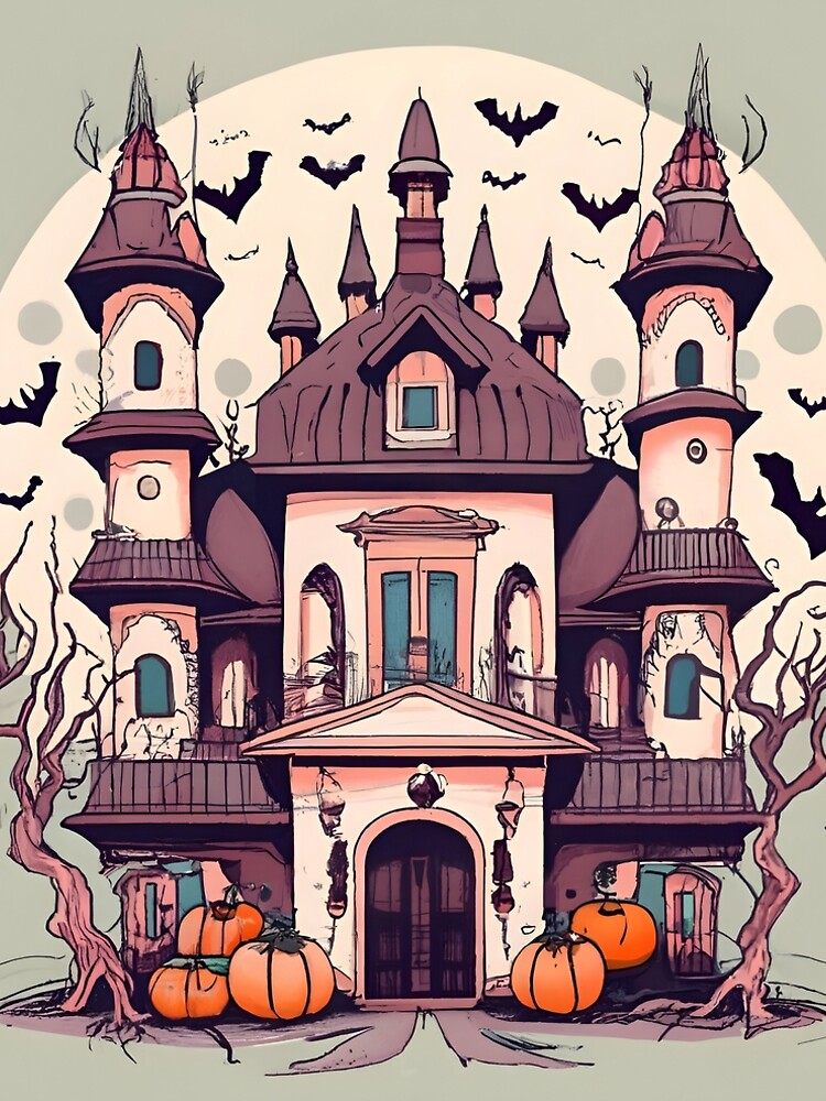 Thumbnail 4 of 4, A-Line Dress, Halloween Spooky Castle Drawing designed and sold by Patricks-Art.