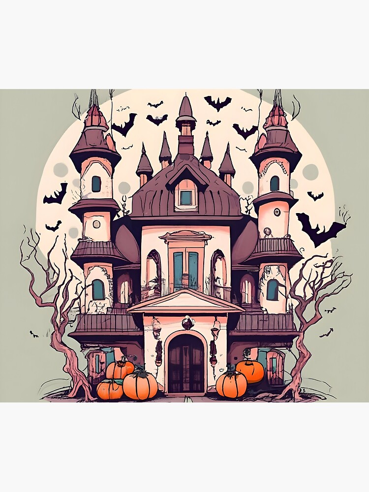 Thumbnail 6 of 6, Throw Blanket, Halloween Spooky Castle Drawing designed and sold by Patricks-Art.