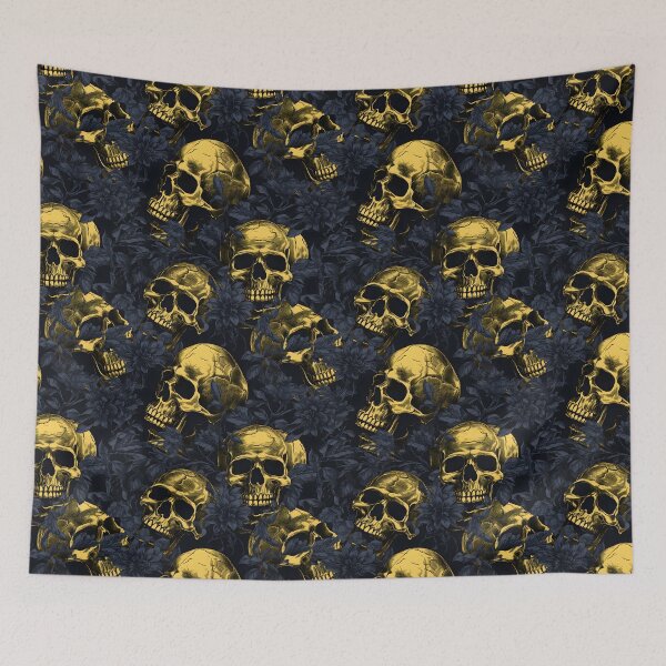 Item preview, Charcoal and Yellow Skulls Composite Overlay Pattern #3 designed and sold by ARTficiallyAnon.