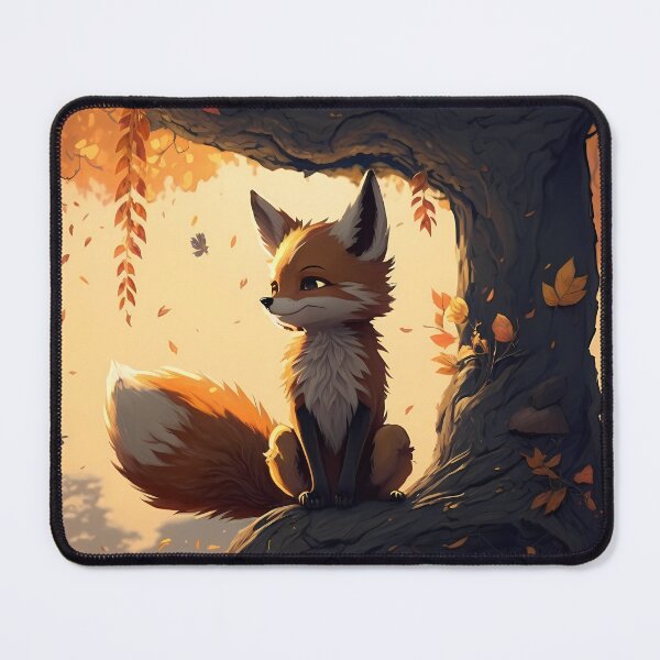 Item preview, Autumns Tiny Guardian: Cartoon Fox in Rusty Wonderland designed and sold by EmeraldeaArt.