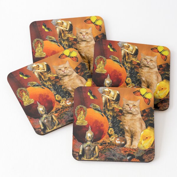 Item preview, Orange Cat Namaste Buddha Yoga Zen Meditation Sunset  designed and sold by Seruni Artworks.