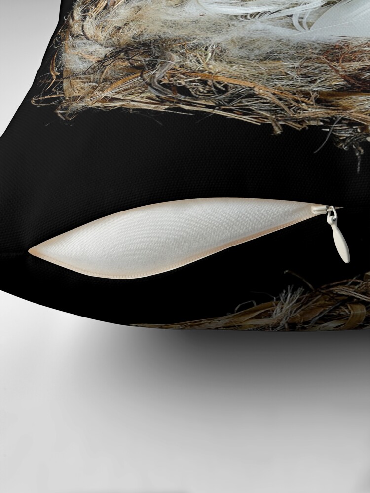 Thumbnail 2 of 4, Pillow, Testament to Resilience - Hoary Redpoll Nest Sculpture designed and sold by ZoraVerona.