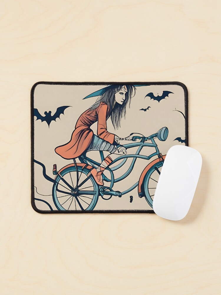 Thumbnail 1 of 5, Mouse Pad, Halloween Witch on a bicycle designed and sold by Patricks-Art.