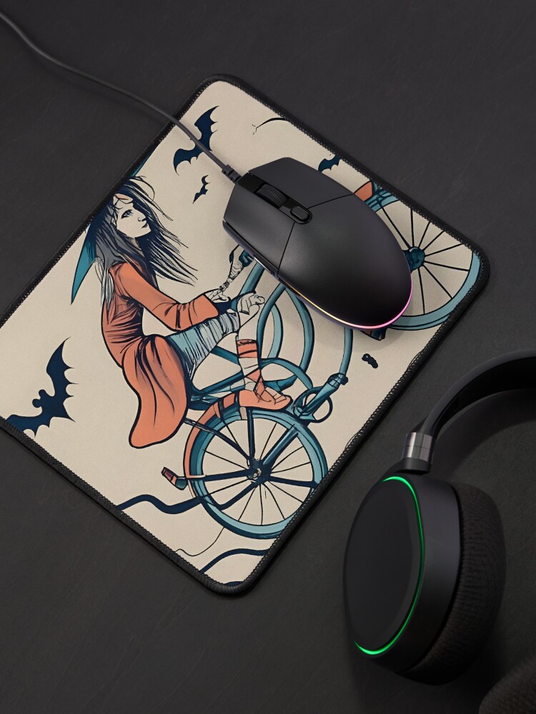 Thumbnail 4 of 5, Mouse Pad, Halloween Witch on a bicycle designed and sold by Patricks-Art.