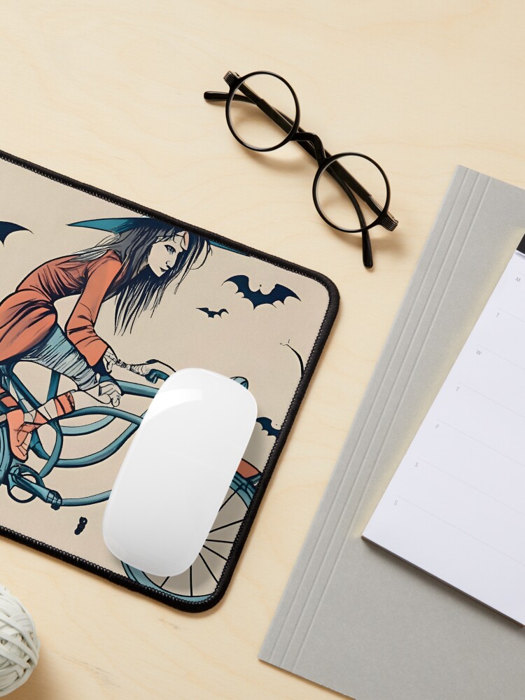 Thumbnail 3 of 5, Mouse Pad, Halloween Witch on a bicycle designed and sold by Patricks-Art.