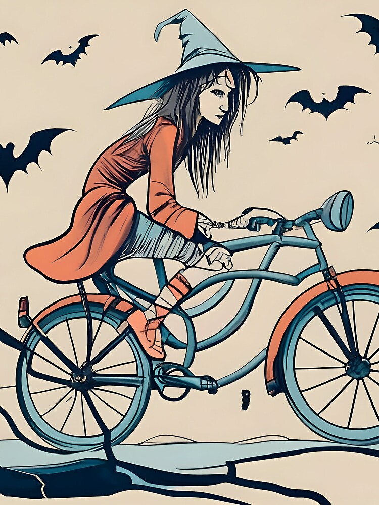 Thumbnail 3 of 3, Drawstring Bag, Halloween Witch on a bicycle designed and sold by Patricks-Art.