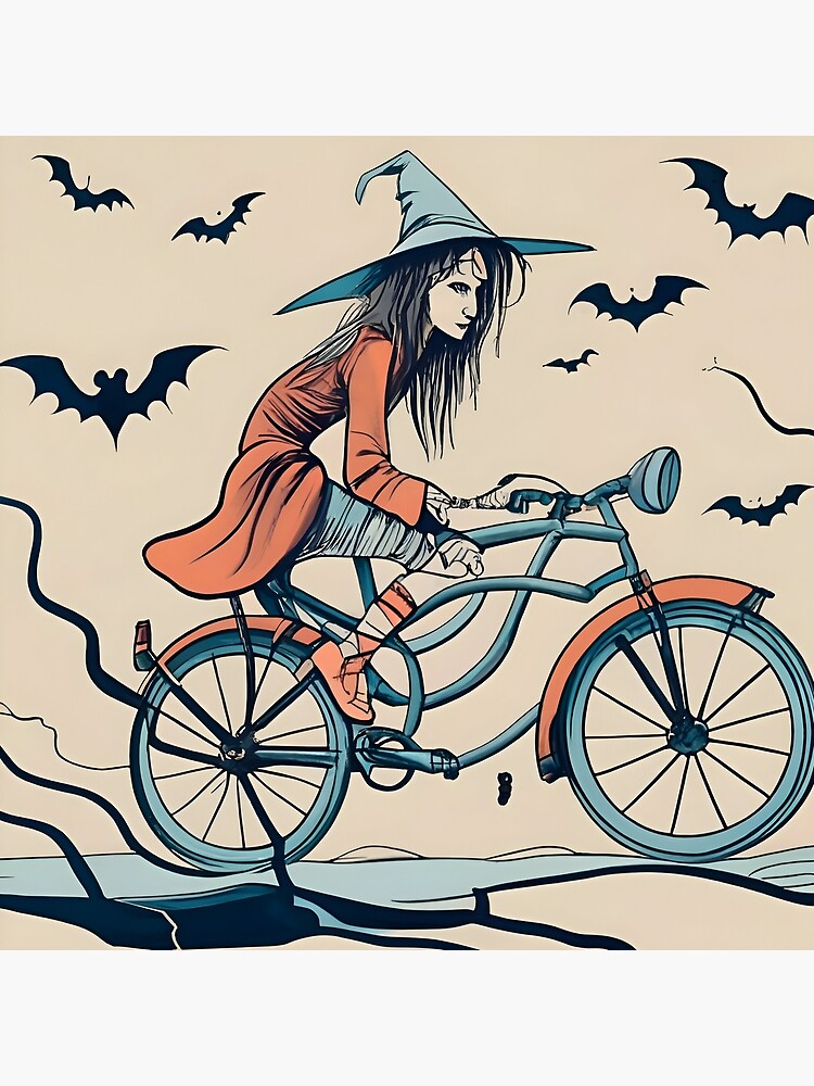 Thumbnail 2 of 2, Tote Bag, Halloween Witch on a bicycle designed and sold by Patricks-Art.