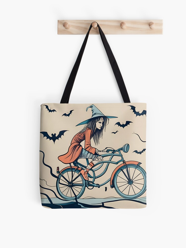 Thumbnail 1 of 2, Tote Bag, Halloween Witch on a bicycle designed and sold by Patricks-Art.