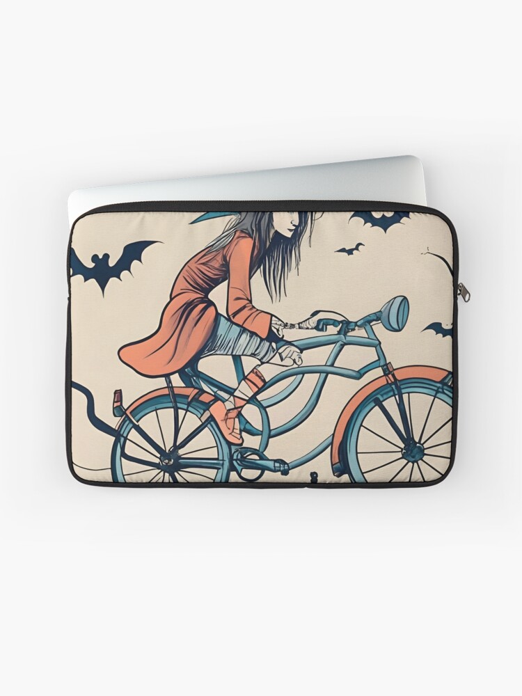 Thumbnail 1 of 2, Laptop Sleeve, Halloween Witch on a bicycle designed and sold by Patricks-Art.