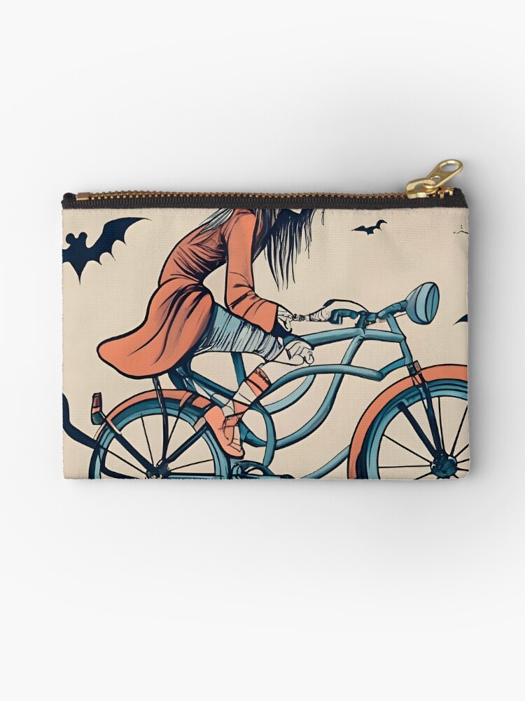 Thumbnail 1 of 4, Zipper Pouch, Halloween Witch on a bicycle designed and sold by Patricks-Art.