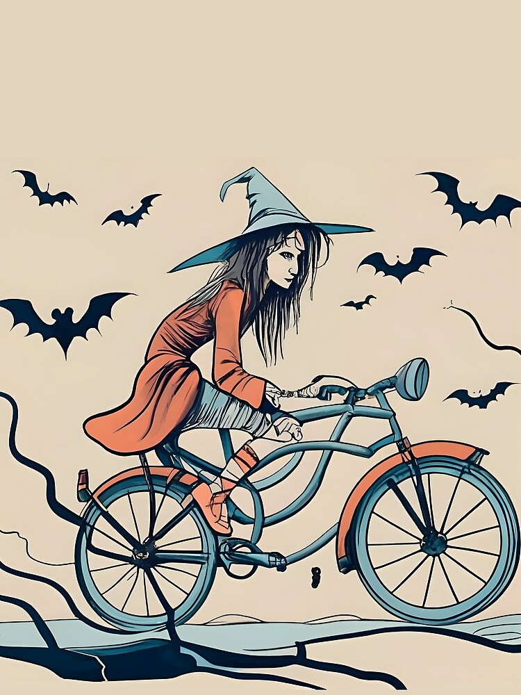 Thumbnail 5 of 5, Graphic T-Shirt, Halloween Witch on a bicycle designed and sold by Patricks-Art.