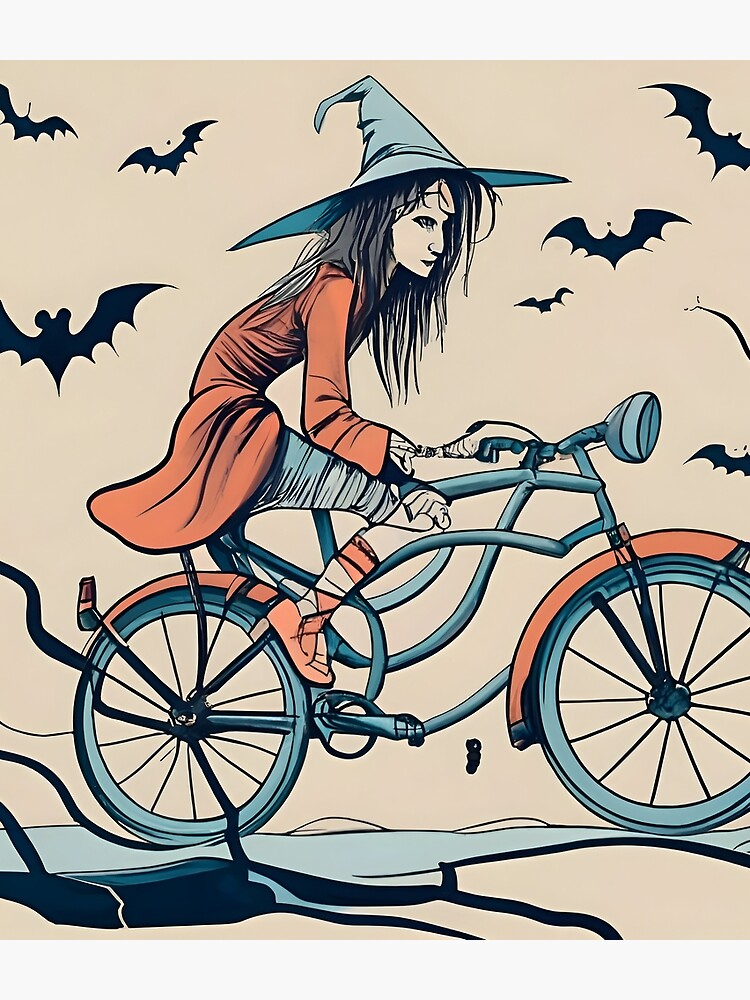 Thumbnail 3 of 3, Backpack, Halloween Witch on a bicycle designed and sold by Patricks-Art.