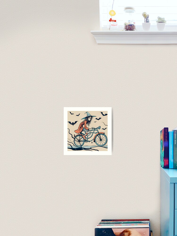 Thumbnail 2 of 3, Art Print, Halloween Witch on a bicycle designed and sold by Patricks-Art.