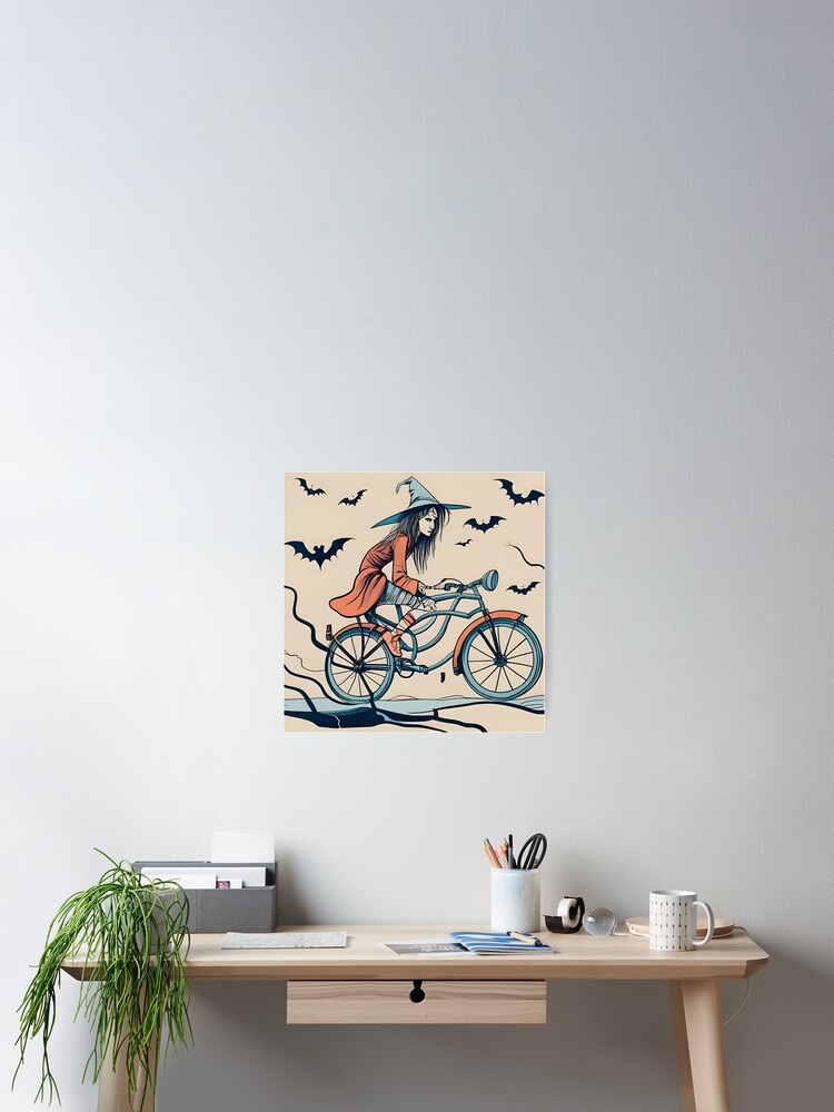 Thumbnail 2 of 3, Poster, Halloween Witch on a bicycle designed and sold by Patricks-Art.