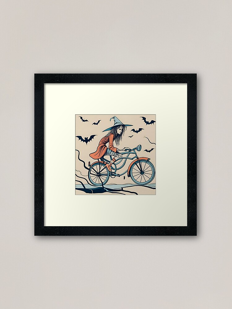 Thumbnail 1 of 7, Framed Art Print, Halloween Witch on a bicycle designed and sold by Patricks-Art.