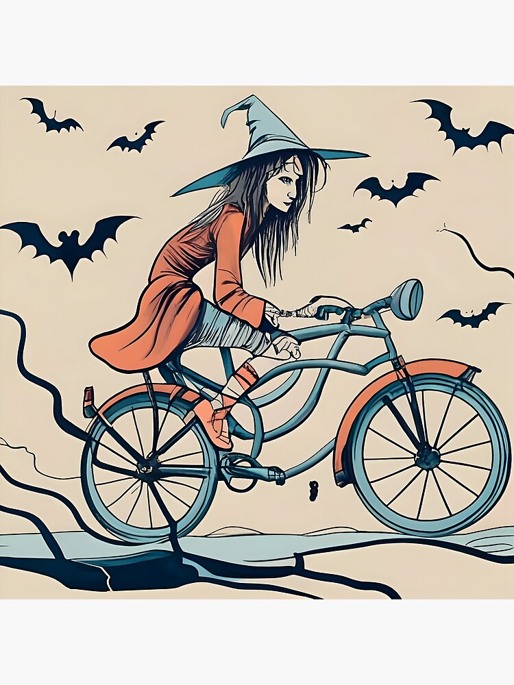 Thumbnail 7 of 7, Framed Art Print, Halloween Witch on a bicycle designed and sold by Patricks-Art.