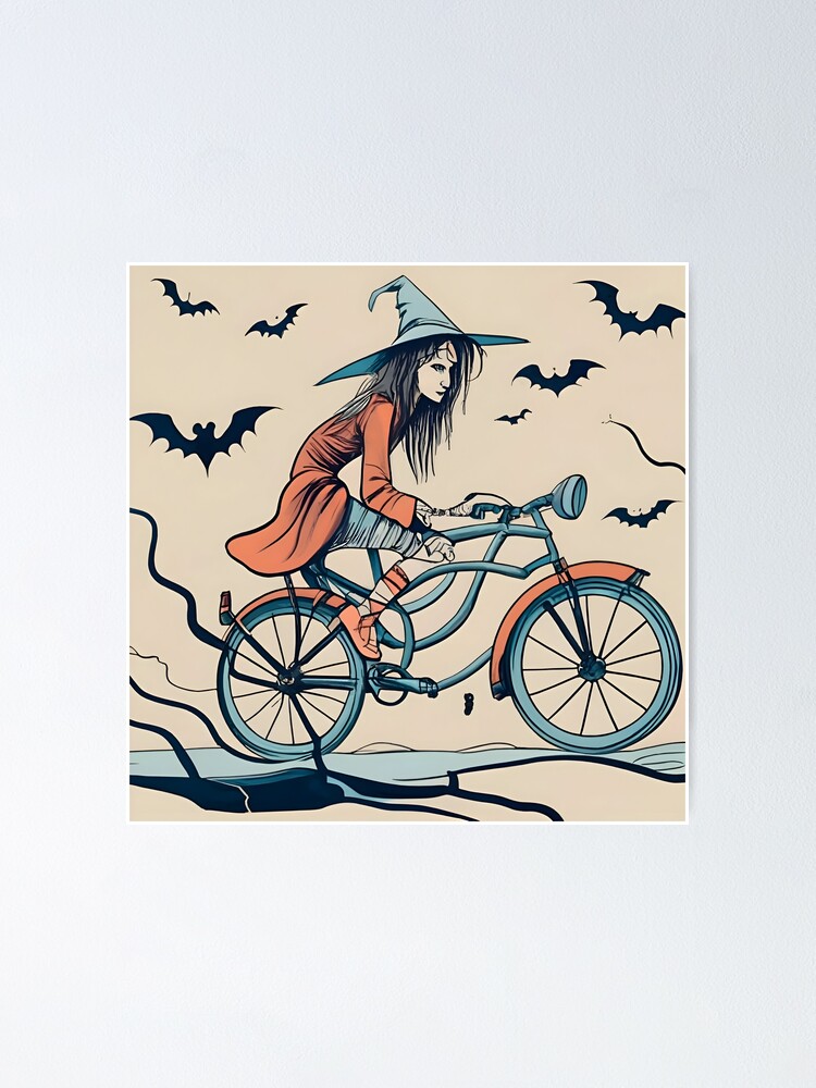 Thumbnail 1 of 3, Poster, Halloween Witch on a bicycle designed and sold by Patricks-Art.