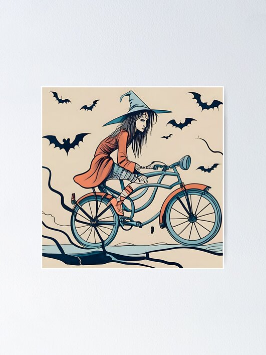Thumbnail 1 of 3, Poster, Halloween Witch on a bicycle designed and sold by Patricks-Art.