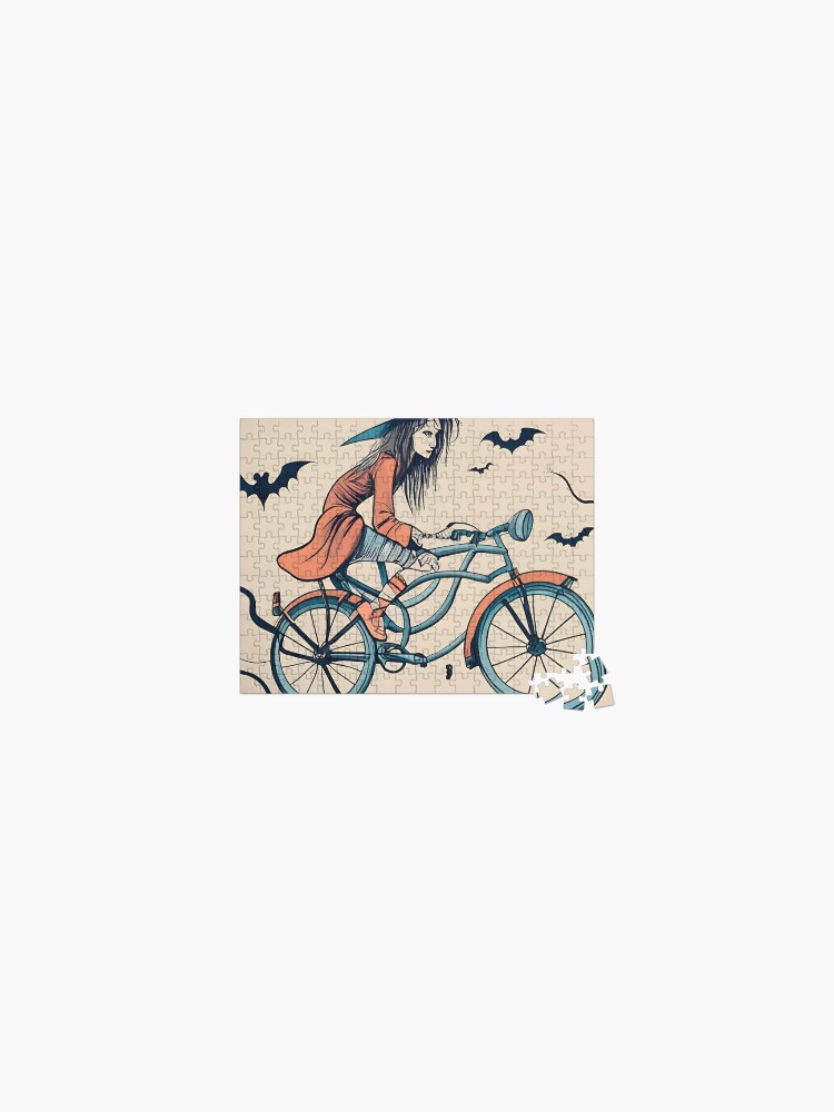 Thumbnail 1 of 2, Jigsaw Puzzle, Halloween Witch on a bicycle designed and sold by Patricks-Art.