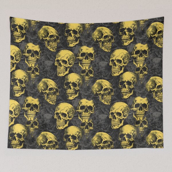 Item preview, Charcoal and Yellow Skulls Composite Overlay Pattern #4 designed and sold by ARTficiallyAnon.