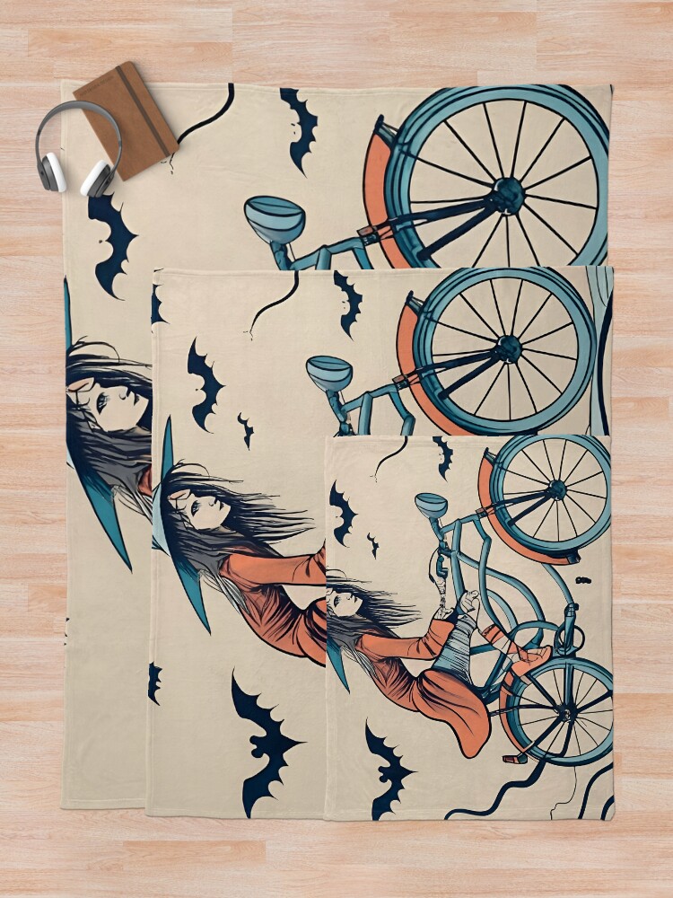 Thumbnail 5 of 6, Throw Blanket, Halloween Witch on a bicycle designed and sold by Patricks-Art.