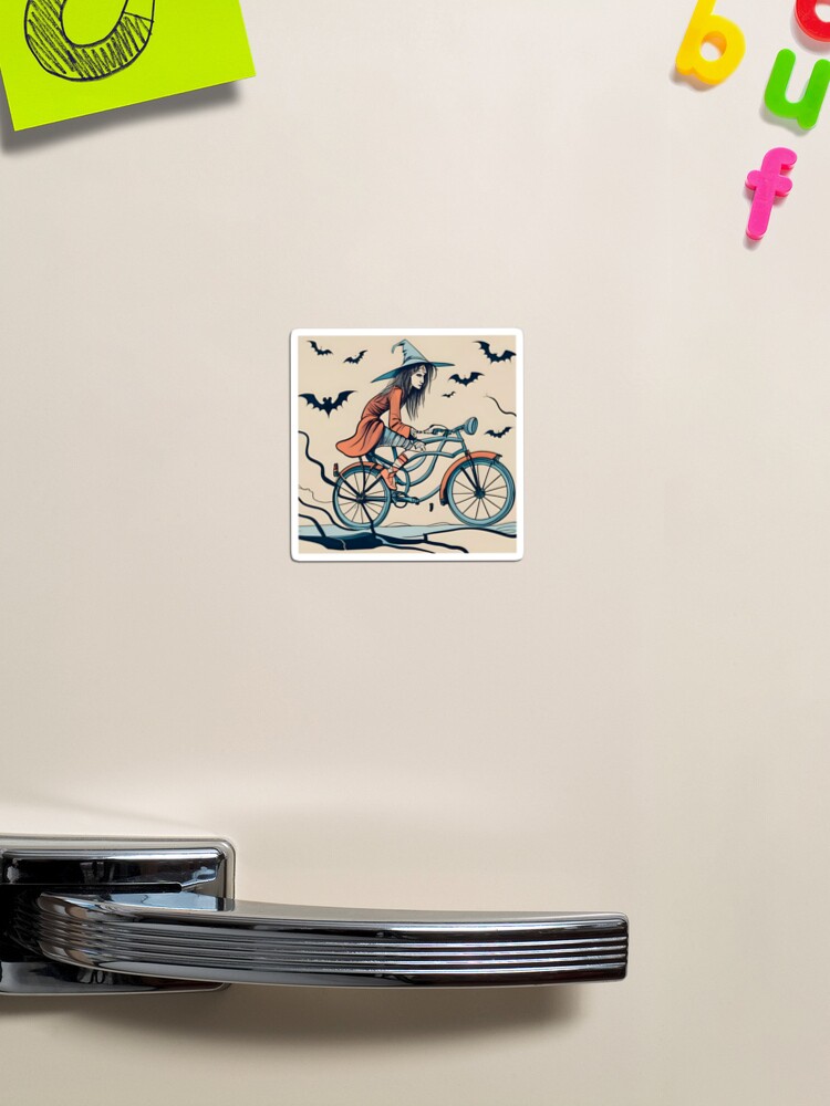 Thumbnail 1 of 3, Magnet, Halloween Witch on a bicycle designed and sold by Patricks-Art.