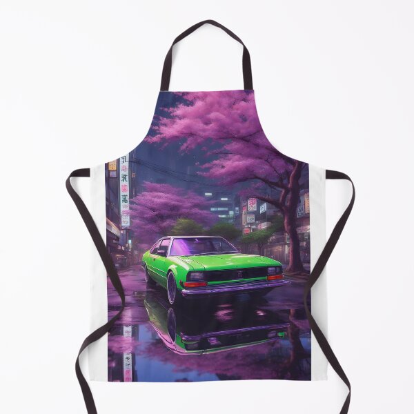 Item preview, Vintage car under cherry tree in neon Tokyo designed and sold by MartialArtisan.