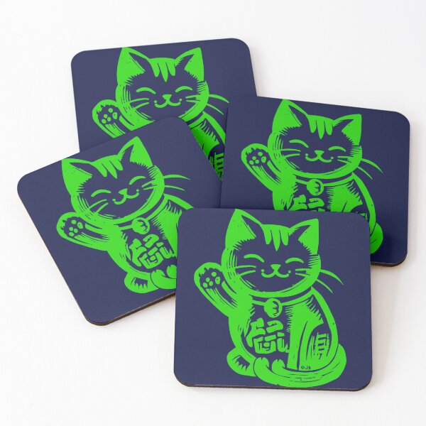 Item preview, Lucky Waving Cat - Green designed and sold by FunnehGacha.