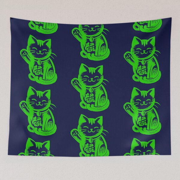 Item preview, Lucky Waving Cat - Green designed and sold by FunnehGacha.