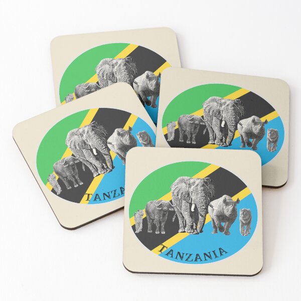 Item preview, Proudly Tanzania Big 5 on Tanzania Flag for Wildlife Fans designed and sold by Scotch Macaskill.