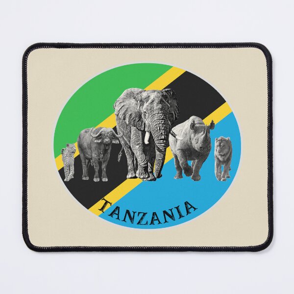 Item preview, Proudly Tanzania Big 5 on Tanzania Flag for Wildlife Fans designed and sold by Scotch Macaskill.