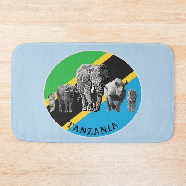 Item preview, Proudly Tanzania Big 5 on Tanzania Flag for Wildlife Fans designed and sold by Scotch Macaskill.