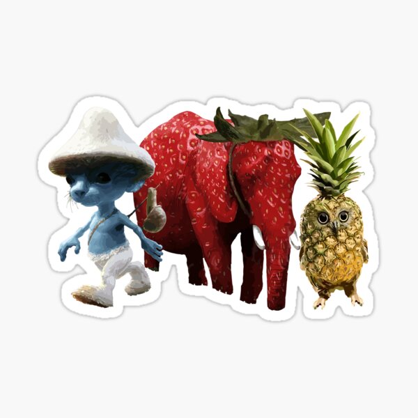 Smurf Blue Cat vs Strawberry Elephant vs Pineapple Owl meme