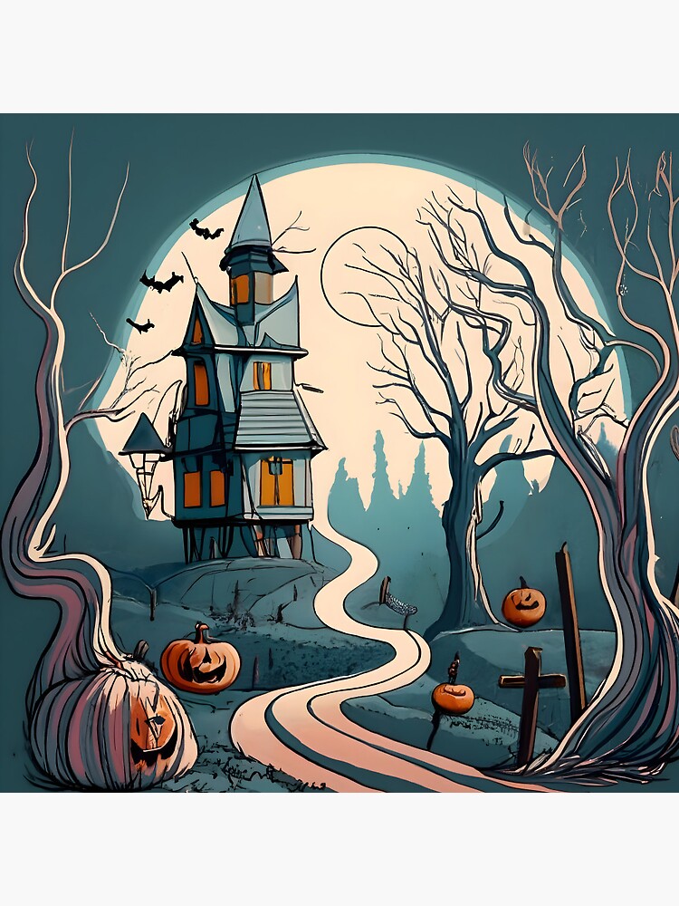 Thumbnail 3 of 3, Pin, Halloween Spooky path to scary house designed and sold by Patricks-Art.