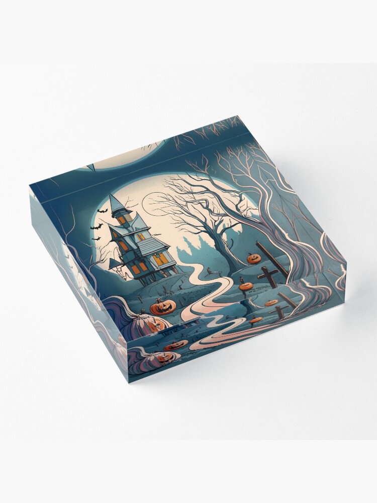 Thumbnail 3 of 5, Acrylic Block, Halloween Spooky path to scary house designed and sold by Patricks-Art.