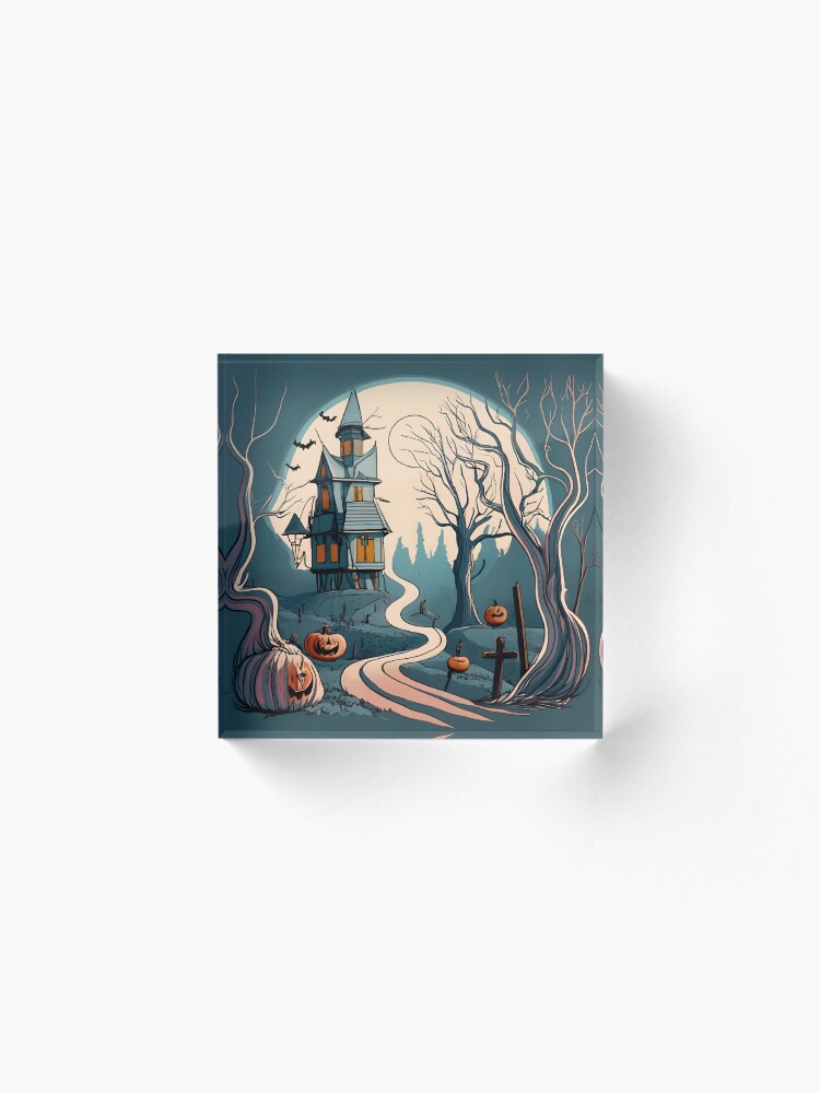 Thumbnail 2 of 5, Acrylic Block, Halloween Spooky path to scary house designed and sold by Patricks-Art.