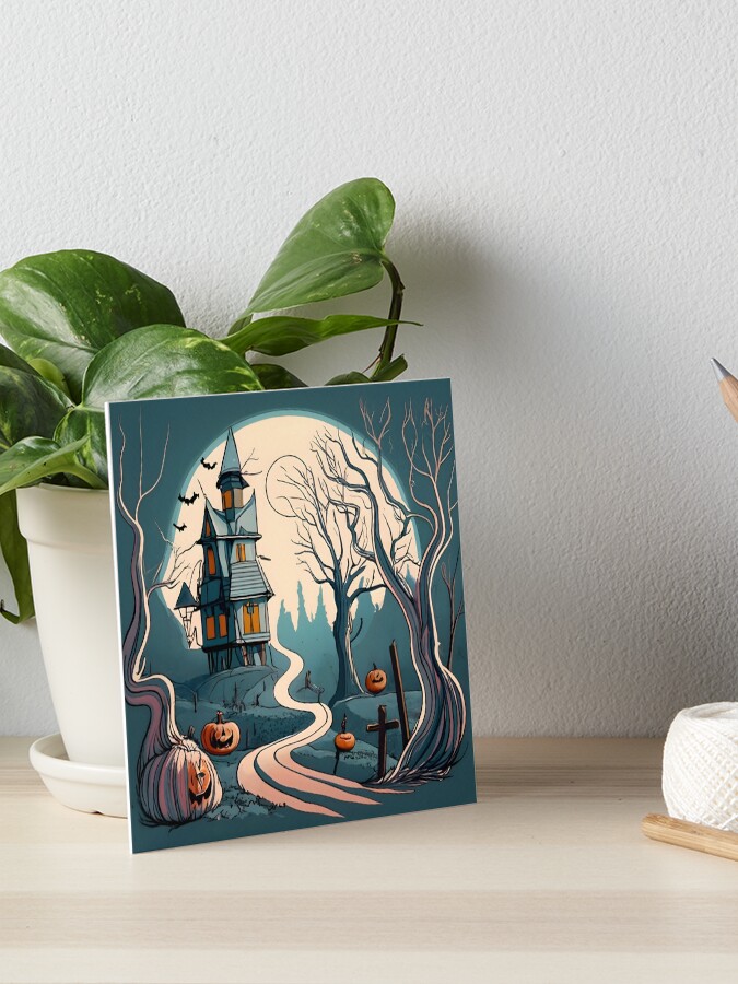 Thumbnail 1 of 2, Art Board Print, Halloween Spooky path to scary house designed and sold by Patricks-Art.