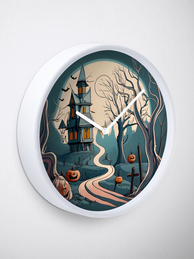 Thumbnail 1 of 4, Clock, Halloween Spooky path to scary house designed and sold by Patricks-Art.