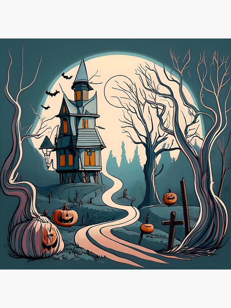 Thumbnail 4 of 4, Pillow, Halloween Spooky path to scary house designed and sold by Patricks-Art.
